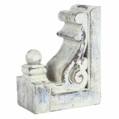 1-Piece White Distressed Scroll Bookend, 7"