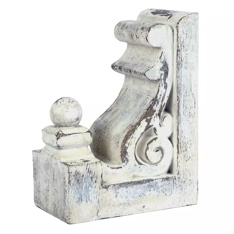 1-Piece White Distressed Scroll Bookend, 7" 3 1-Piece White Distressed Scroll Bookend, 7"