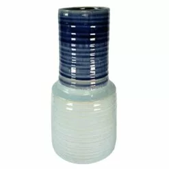 13in Blue Ceramic Reactive Glaze Vase