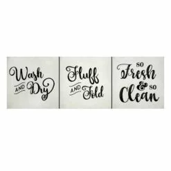 3-Piece Wash, Fluff & Clean Canvas Wall Art, 6"