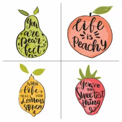 4-Piece Fruit Canvas Wall Art Set, 10"