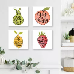 4-Piece Fruit Canvas Wall Art Set, 10" -Cosplay Shop 4 piece fruit canvas wall art set 10 8
