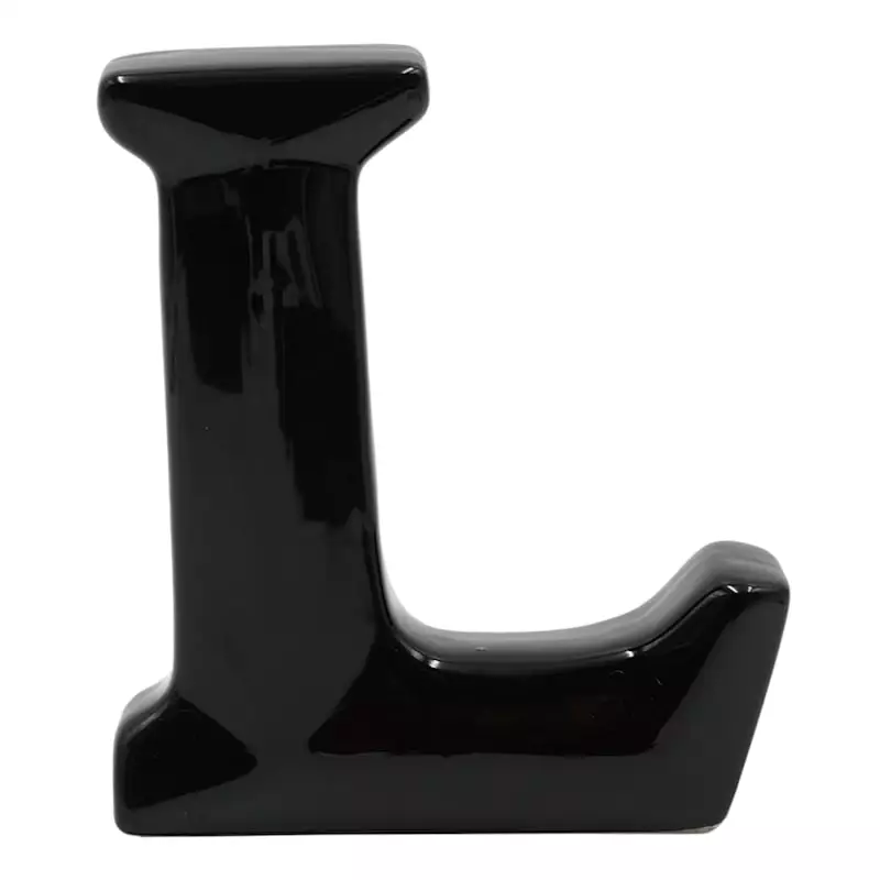6" Black Ceramic Letter, L 3 6" Black Ceramic Letter, L