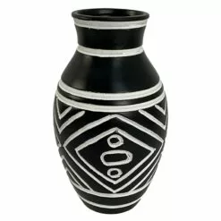 9in Black And White Ceramic Vase