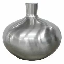 9IN RD METAL VASE SILVER