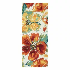 Cosplay Shop 12 (A138) Summerton Ivory & Red Floral Hooked Runner, 2x6