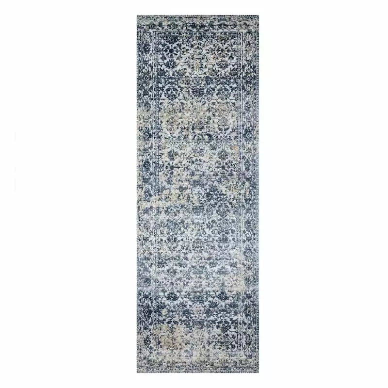 (A377) Venice Distressed Look Blue Runner, 2x7 3 (A377) Venice Distressed Look Blue Runner, 2x7