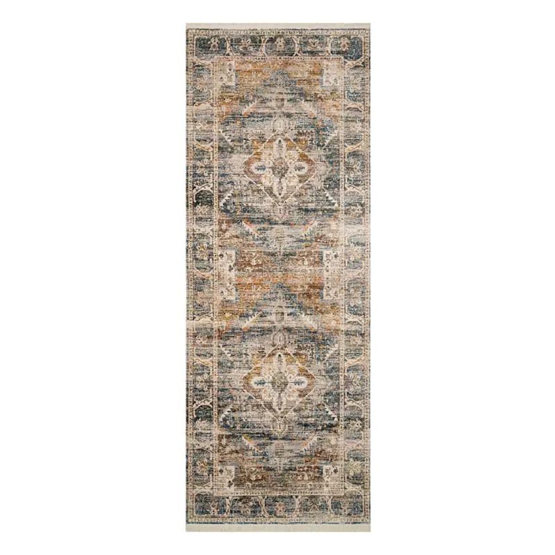 (A407) Halton Distressed Look Slate Rust Runner, 2x7 3 (A407) Halton Distressed Look Slate Rust Runner, 2x7