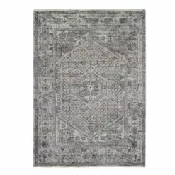 (A461) Dark Grey Multicolor Traditional Medallion Area Rug, 8x10