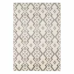 (A463) Raymond Ivory & Dark Grey Moroccan Styled Accent Rug, 3x5