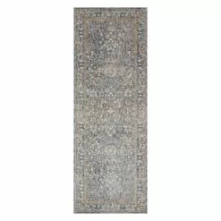(A495) Honeybloom Ballard Blue Floral Medallion Runner, 2x8