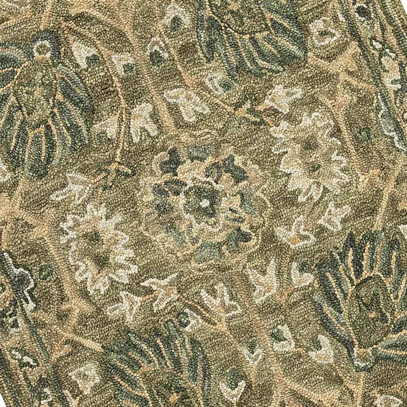A496 Victoria Floral Sage Hooked Accent Rug 3X5 4 A496 Victoria Floral Sage Hooked Accent Rug 3X5 - Image 2