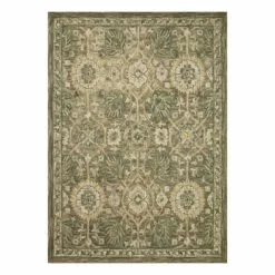 A496 Victoria Floral Sage Hooked Area Rug 5X7