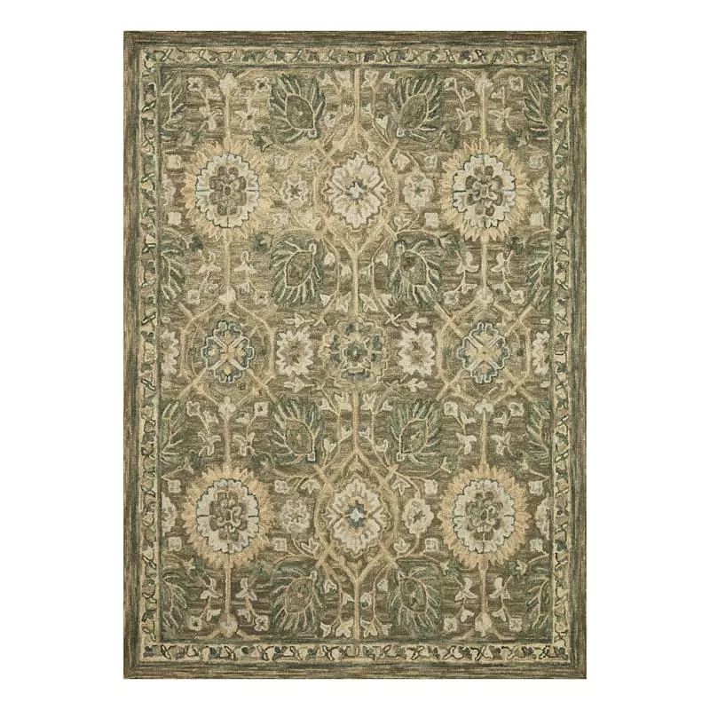 A496 Victoria Floral Sage Hooked Area Rug 5X7 3 A496 Victoria Floral Sage Hooked Area Rug 5X7