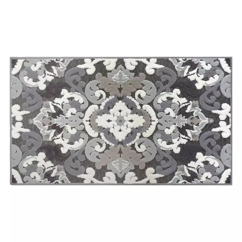 Arrington Grey & White Medallion High-Low Accent Rug, 2x4 3 Arrington Grey & White Medallion High-Low Accent Rug, 2x4
