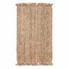 (B485) Honeybloom Jute Boucle Fringe Area Rug, 5x7