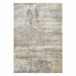 (B606) Villa Abstract Distressed Ivory & Grey Area Rug, 8x10
