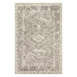 (B640) Greta Taupe Diamond Design Area Rug, 5x7