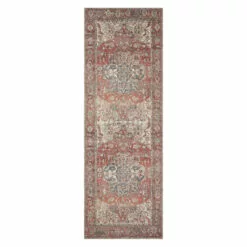 (B670) Valentina Terracotta Multicolor Medallion Runner, 2x7