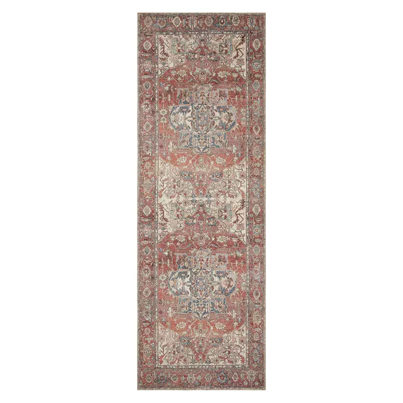 (B670) Valentina Terracotta Multicolor Medallion Runner, 2x7 3 (B670) Valentina Terracotta Multicolor Medallion Runner, 2x7