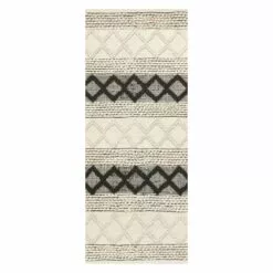 (B673) Found & Fable Noah Black & White Woven Runner, 2x5