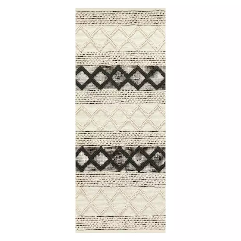 (B673) Found & Fable Noah Black & White Woven Runner, 2x5 3 (B673) Found & Fable Noah Black & White Woven Runner, 2x5