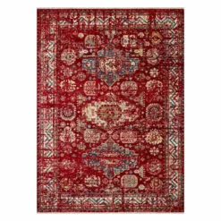 (B708) Emery Red Medallion Area Rug, 5x7