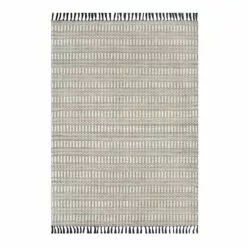 (B723) Crosby St Lorre Neutral Flatweave Area Rug, 5x7
