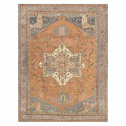 (B755) Honeybloom Aria Orange Multicolor Medallion Area Rug, 5x7