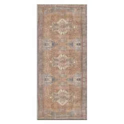 (B755) Honeybloom Aria Orange Multicolor Medallion Runner, 2x7