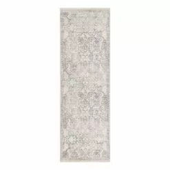 (B762) Cypress Ivory Floral Runner, 2x7