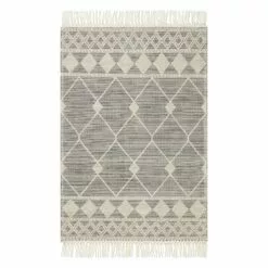 (B777) Reese Black & White Diamond Design Area Rug, 8x10