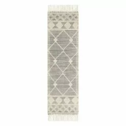 (B777) Reese Black & White Diamond Design Runner, 2x7