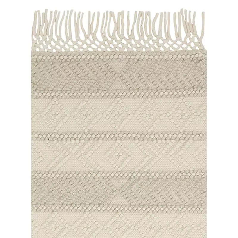 (B779) Reese Ivory Striped Fringe Runner, 2x7 4 (B779) Reese Ivory Striped Fringe Runner, 2x7 - Image 2
