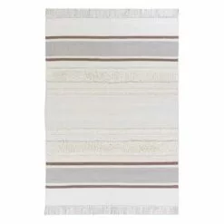 (B801) Honeybloom Ivory Striped Area Rug, 5x7