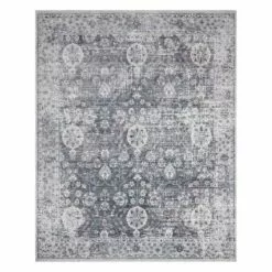 (B807) Honeybloom Cypress Grey Medallion Area Rug, 5x8