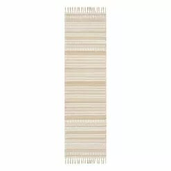 (B819) Panyer Ivory Striped Flatweave Runner, 2x7