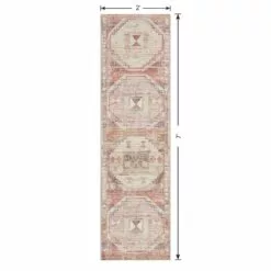 (B826) Red & Pink Tribal Patterned Washable Runner, 2x7 -Cosplay Shop b826 red pink tribal patterned washable runner 2x7 6