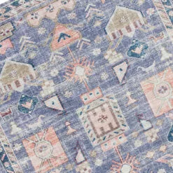 (B828) Blue Floral Medallion Washable Area Rug, 8x10 -Cosplay Shop b828 blue floral medallion washable area rug 8x10 4