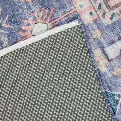 (B828) Blue Floral Medallion Washable Area Rug, 8x10 -Cosplay Shop b828 blue floral medallion washable area rug 8x10 5