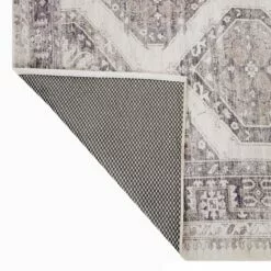 (B829) Grey & White Floral Washable Area Rug, 5x7 11 (B829) Grey & White Floral Washable Area Rug, 5x7 -Cosplay Shop b829 grey white floral washable area rug 5x7 3