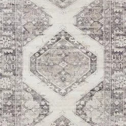 (B829) Grey & White Floral Washable Area Rug, 5x7 12 (B829) Grey & White Floral Washable Area Rug, 5x7 -Cosplay Shop b829 grey white floral washable area rug 5x7 4