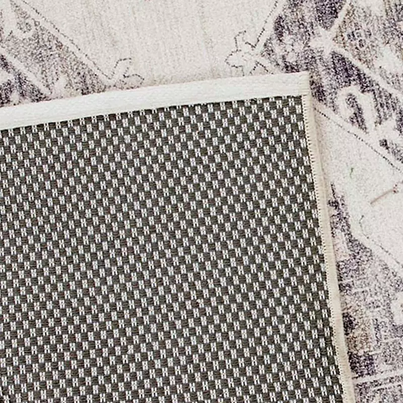 (B829) Grey & White Floral Washable Area Rug, 5x7 7 (B829) Grey & White Floral Washable Area Rug, 5x7 - Image 5