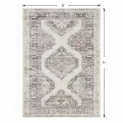 (B829) Grey & White Floral Washable Area Rug, 5x7 14 (B829) Grey & White Floral Washable Area Rug, 5x7 -Cosplay Shop b829 grey white floral washable area rug 5x7 6