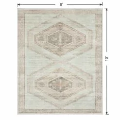 (B830) Pink Multicolor Tribal Washable Area Rug, 8x10 -Cosplay Shop b830 pink multicolor tribal washable area rug 8x10 6