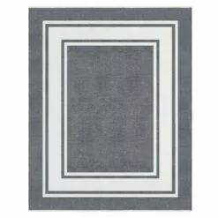 (B841) Providence Noa Grey Border Washable Area Rug, 8x10