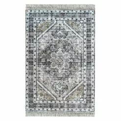 (B846) Honeybloom Clara Neutral Medallion Area Rug, 5x8