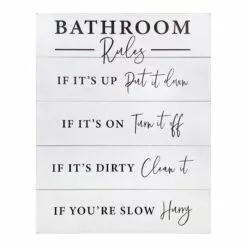 Bathroom Rules Wall Decor, 16x20