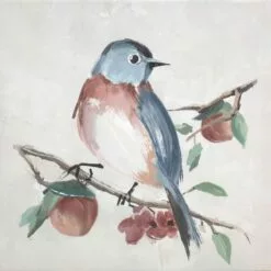 Bird On Peachtree Canvas Wall Art, 16"