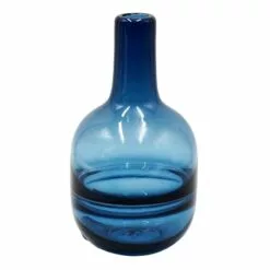 Blue Ring Glass Vase, 9"